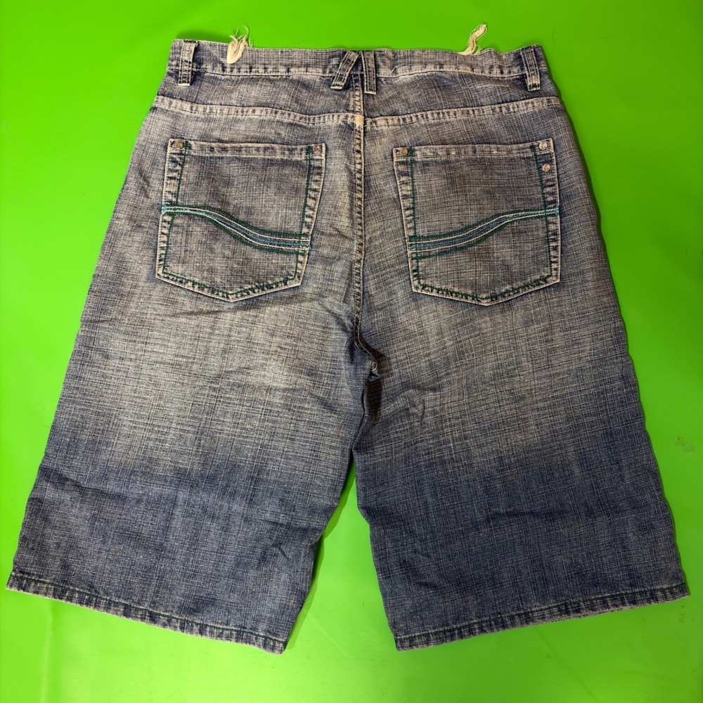 Vintage PJ Mark Denim Shorts Mens 36 Blue Crosshatch Y2K Baggy Streetwear Jorts